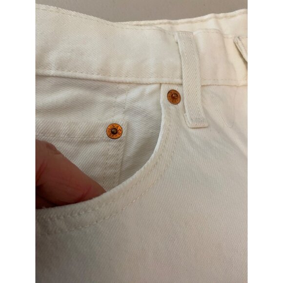 Levis 501 White Distressed Jeans W25 L30 Cotton Denim Straight Leg - Picture 7 of 12